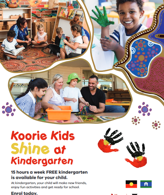 Koorie Kids Shine at Kindergarten poster, Victorian Department of Education and Training for Blick Creative