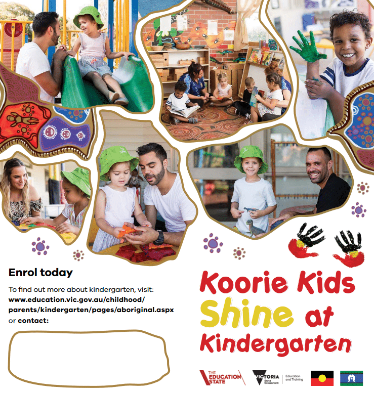 Koorie Kids Shine at Kindergarten flyer, Victorian Department of Education and Training for Blick Creative