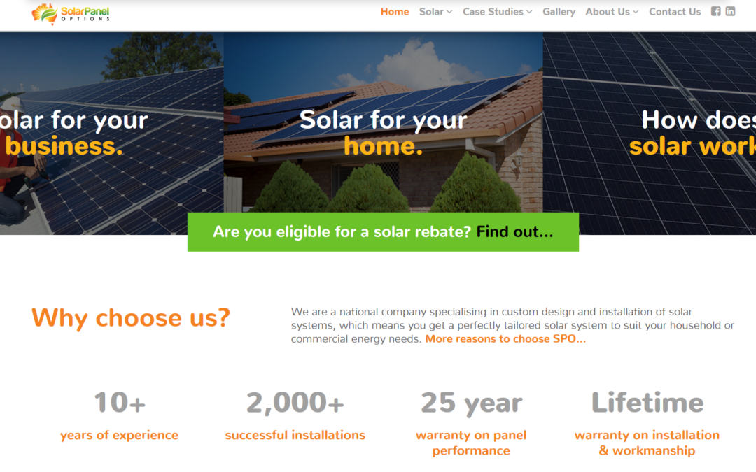 Solar Panel Options website copy for Mity Digital